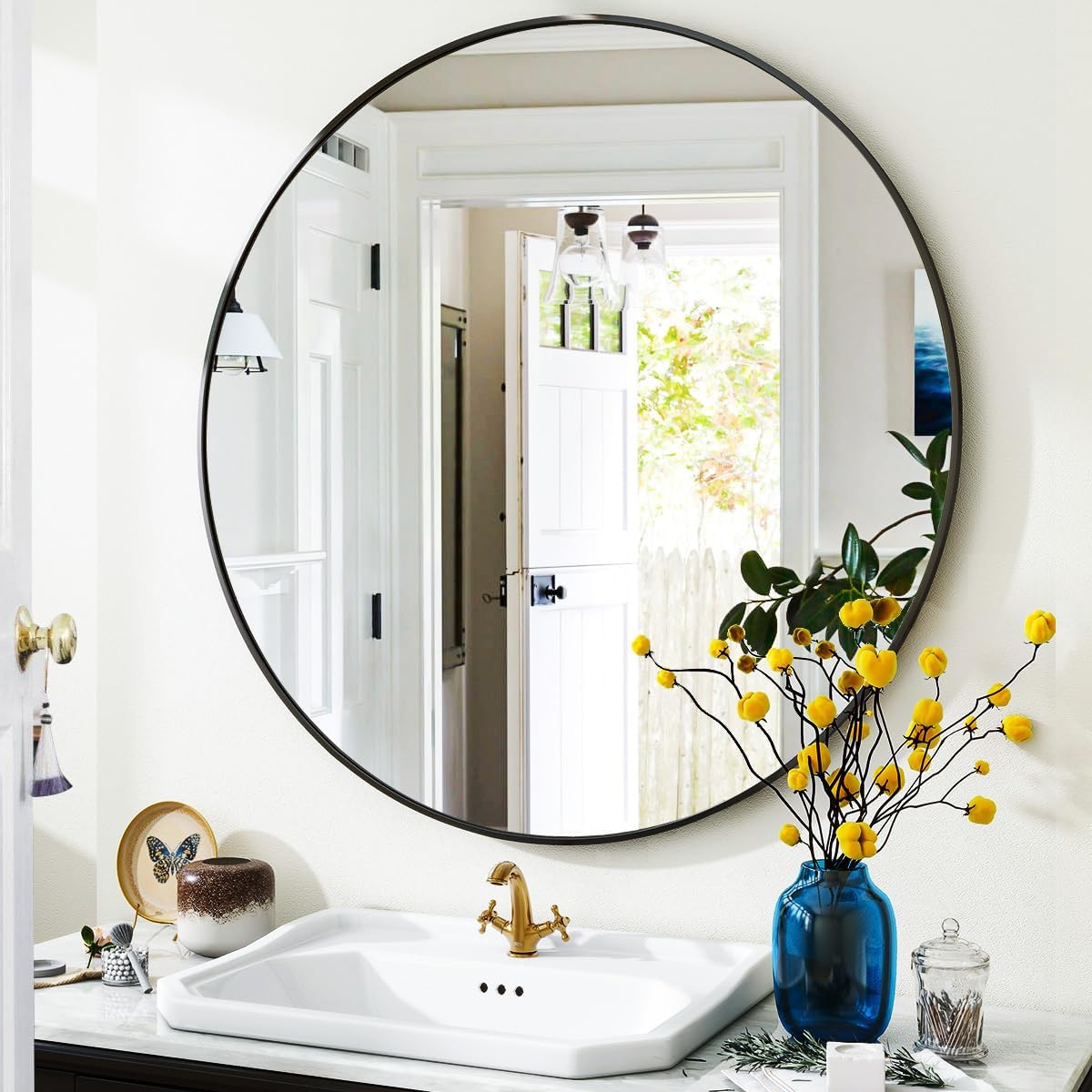 Black Round Bathroom Mirror